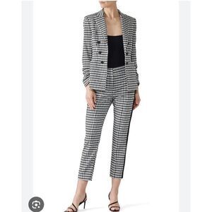 Veronica Beard Black and White Checkered Cropped Pants